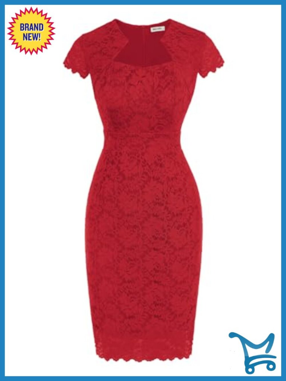 GRACE KARIN Cap Sleeve Lace Sheath Cocktail Dress Knee-Length